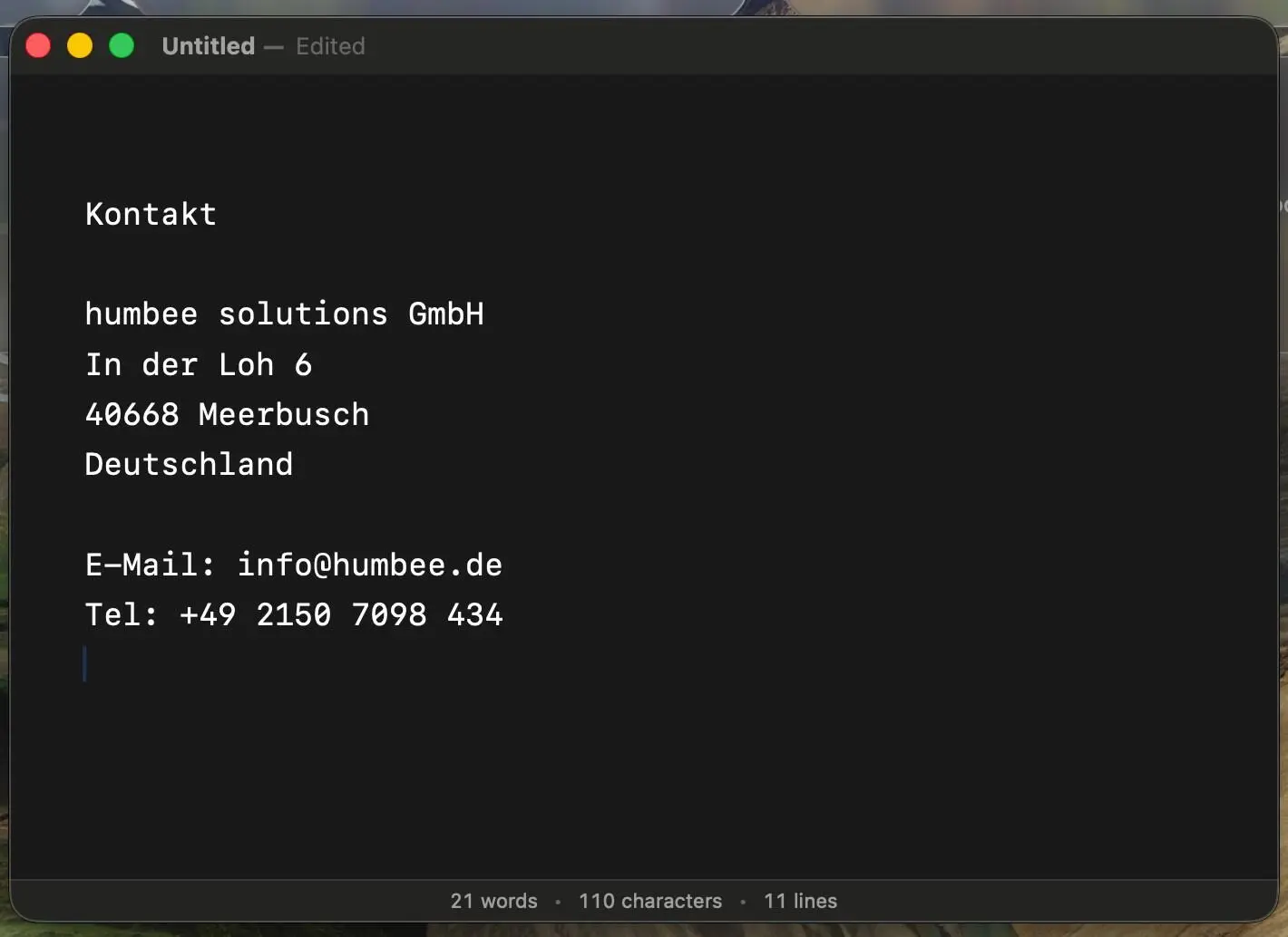 Einfügen der Daten in Textdatei