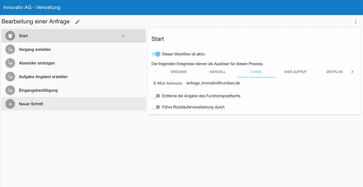 Workflows ganz einfach in humbee einrichten