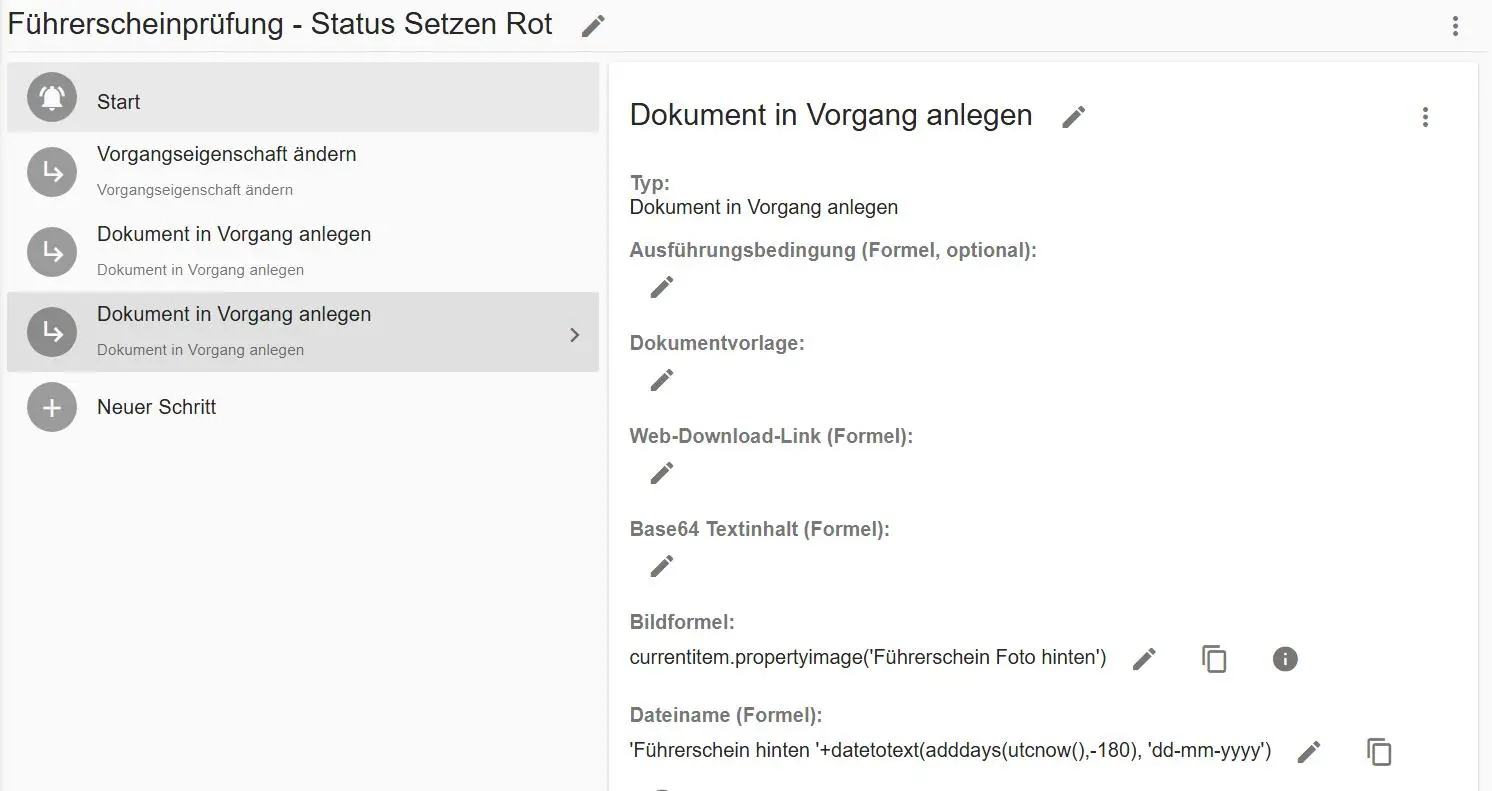 Bilder Führerscheinprüfung in Workflows anlegen