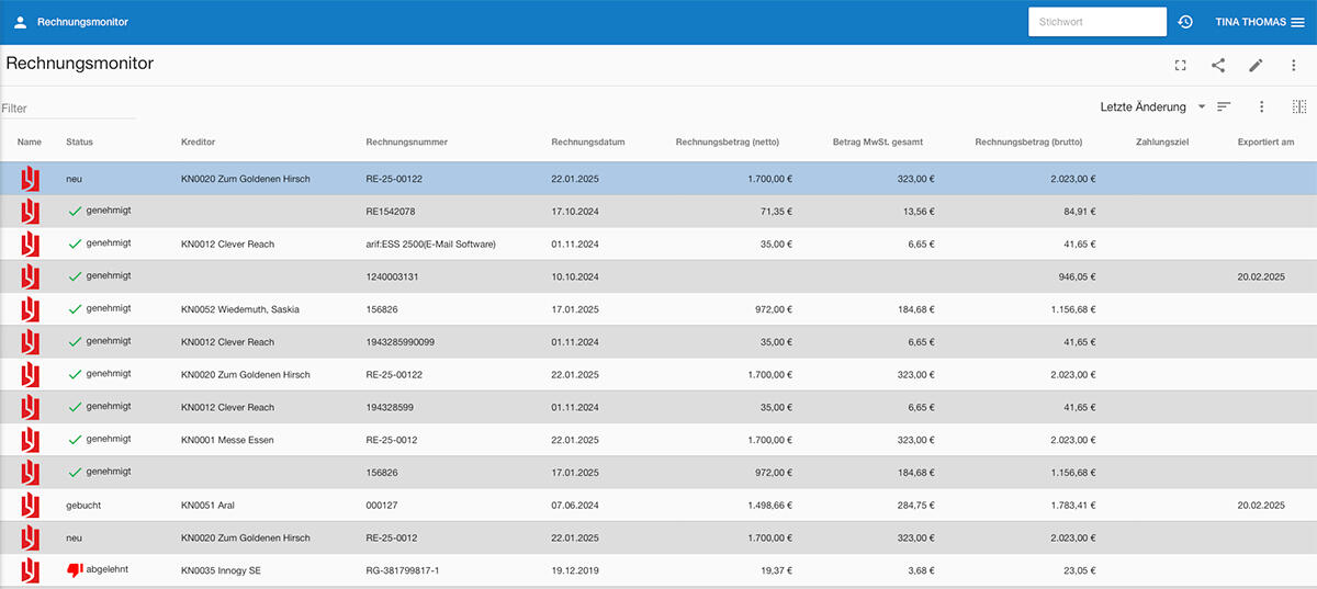 Digitale Rechnungsverarbeitung in humbee