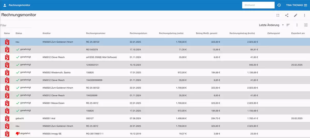 Digitale Rechnungsverarbeitung in humbee
