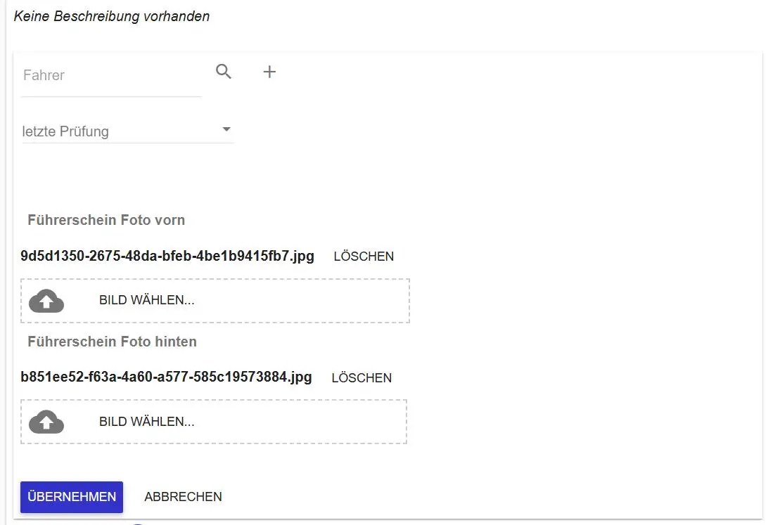 fuehrerschein-fahrer-hinterlegen Fahrer im aktiven Vorgang übernehmen