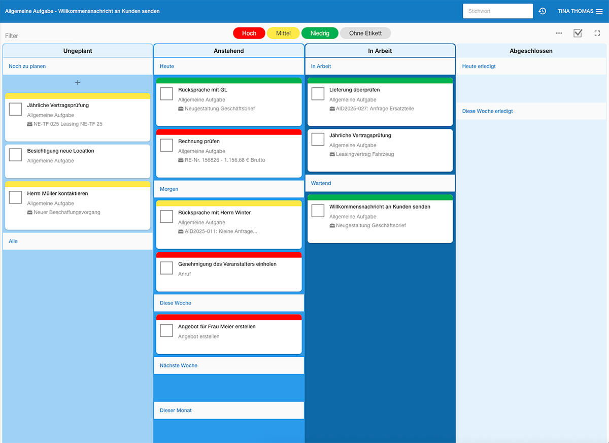 Aufgabenmanagement in humbee