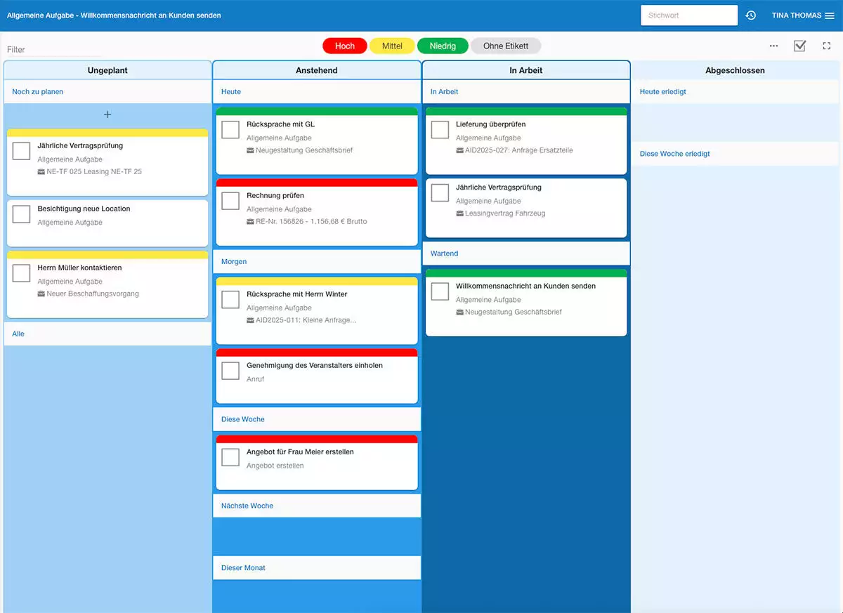 Aufgabenmanagement in humbee