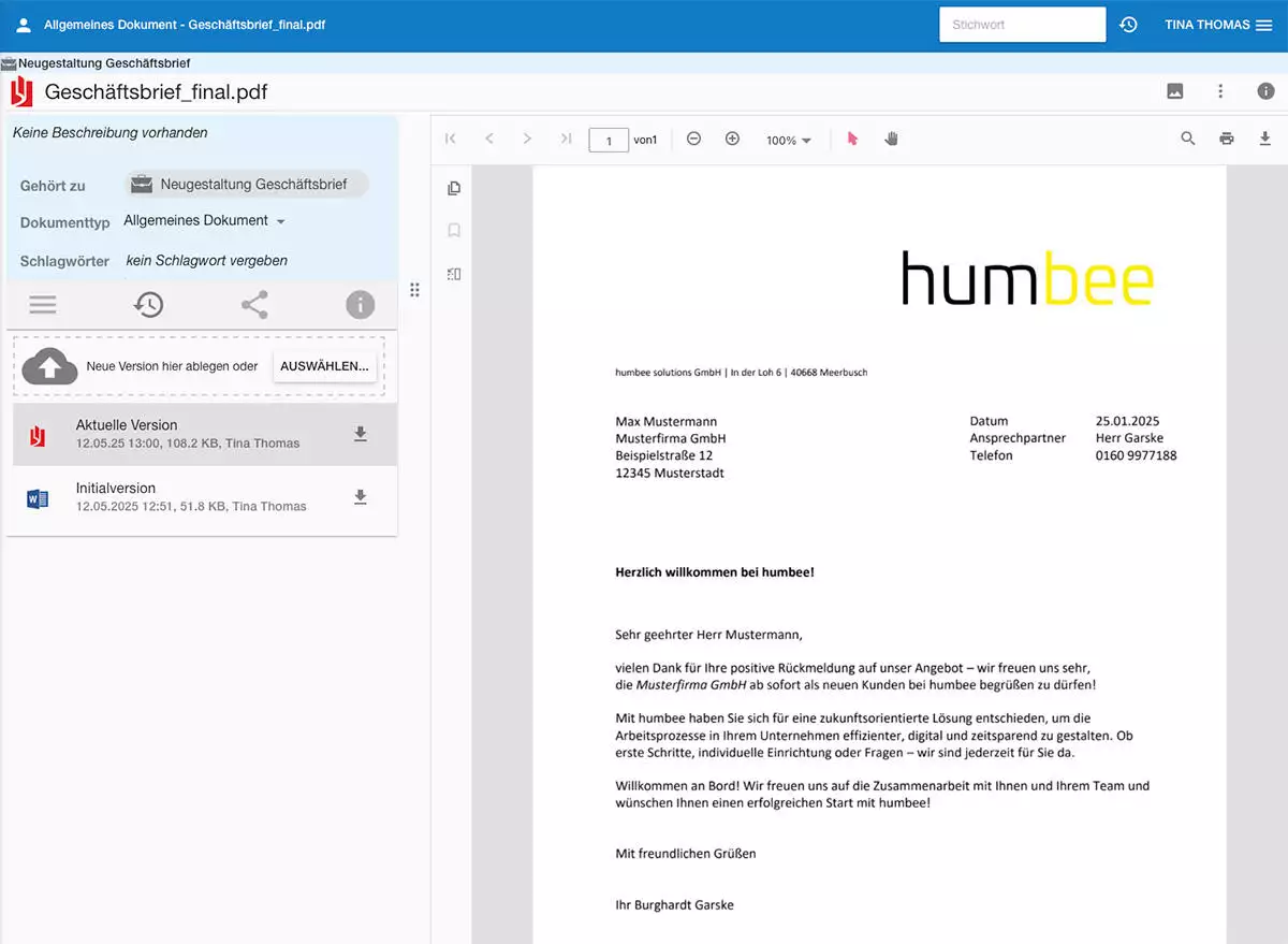 Dokumentenmanagement in humbee 