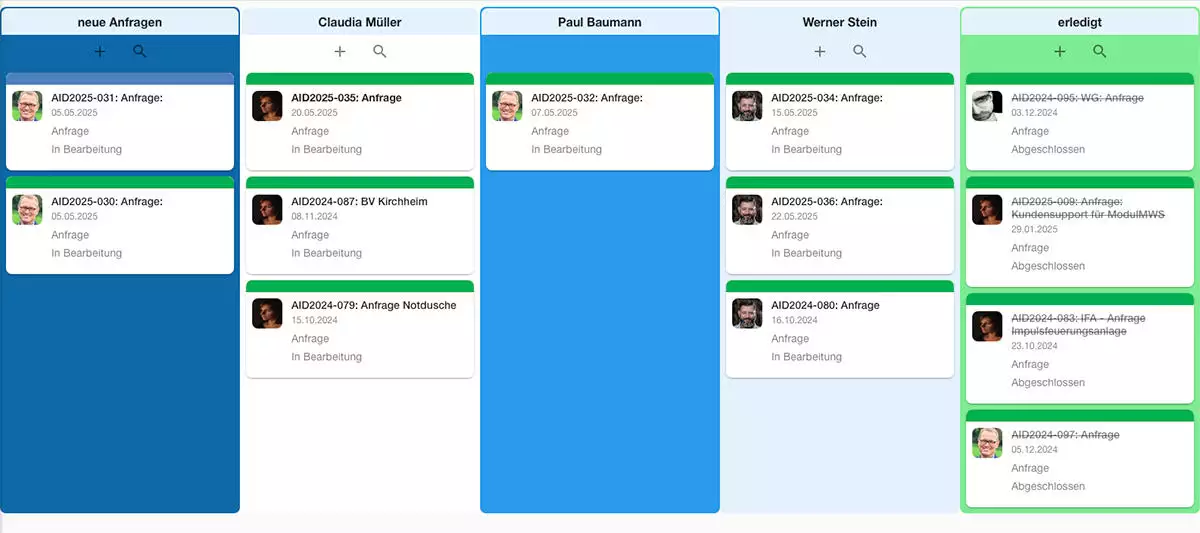 Kanban Board Vorlage: Kundenanfragen in einem Team bearbeiten