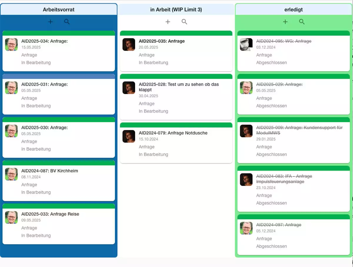 Kanban Board mit WIP-Limit in humbee