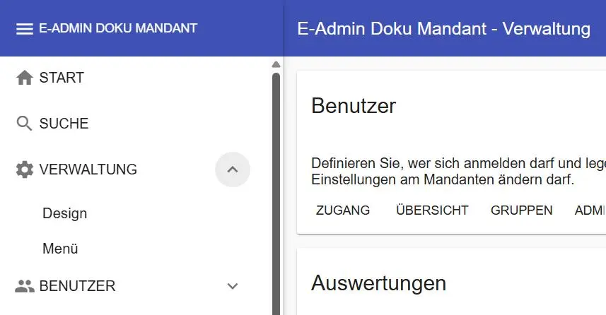 Menüstruktur in der humbee Admin Verwaltung finden