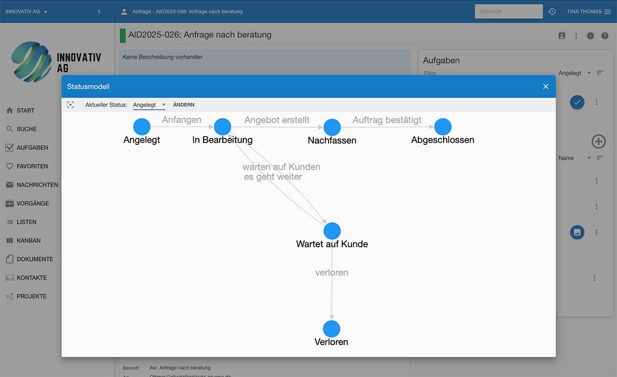 humbee stellt die Prozesse auf Basis von Vorgängen dar.