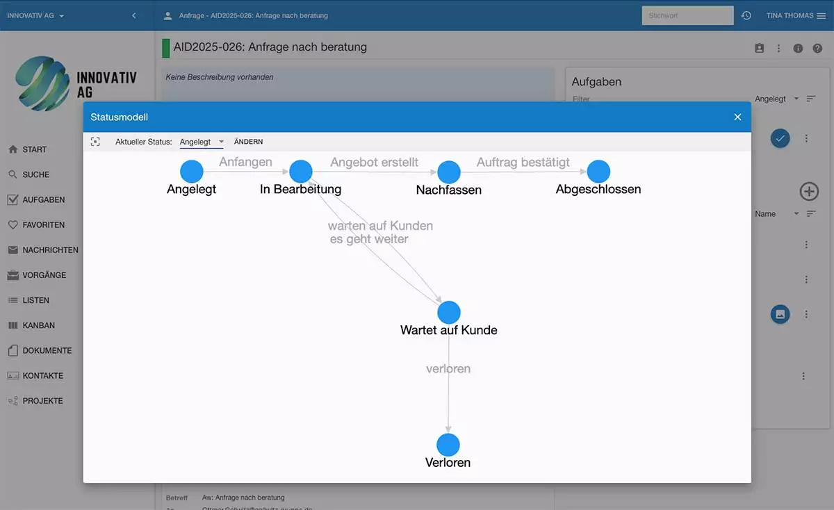 humbee stellt die Prozesse auf Basis von Vorgängen dar.