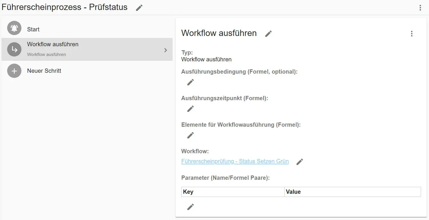 Workflowschritt Workflow ausführen